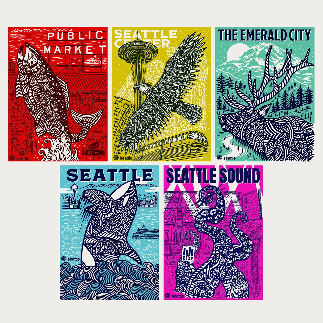 SEATTLE POSTER SERIES (5 POSTER SET)