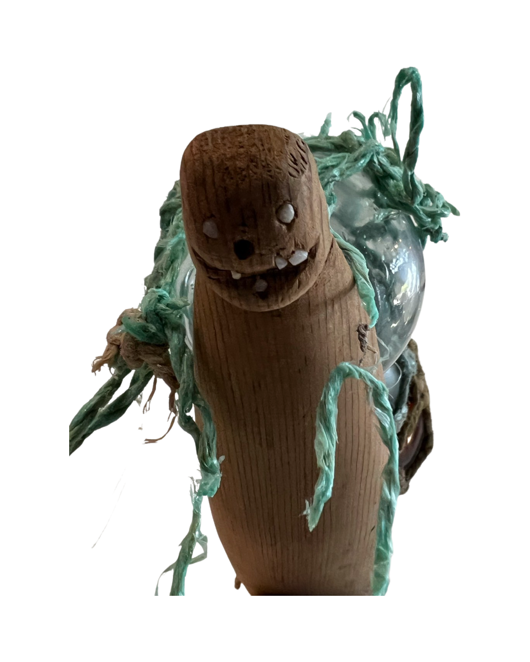 Native Carved Canoe with 4 Glass Ball Floats