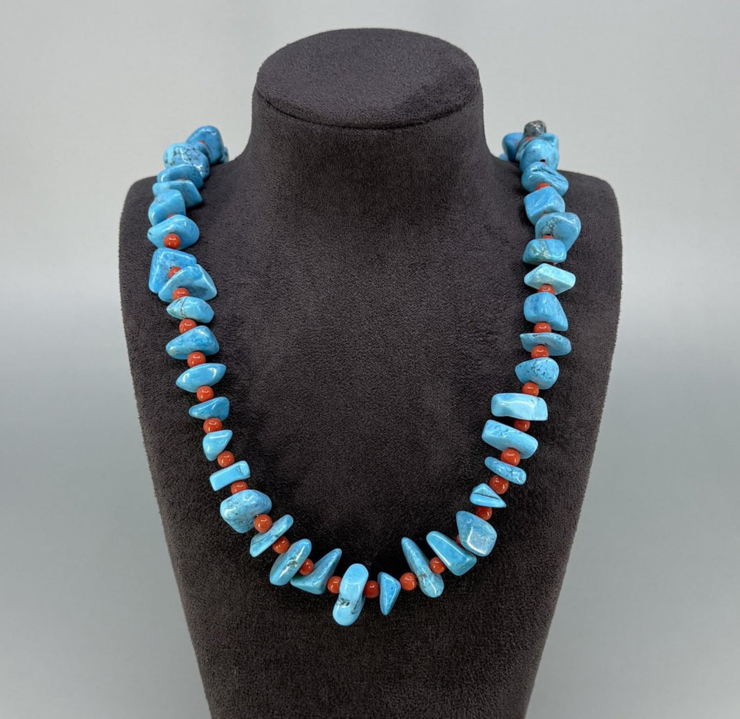 Vintage Navajo Turquoise and Coral Necklace