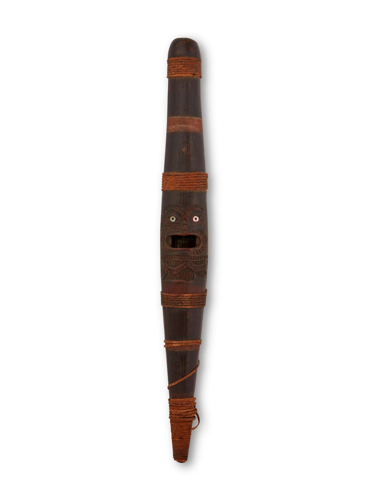 A 19th Century Maori "Putorino" wooden wind instrument