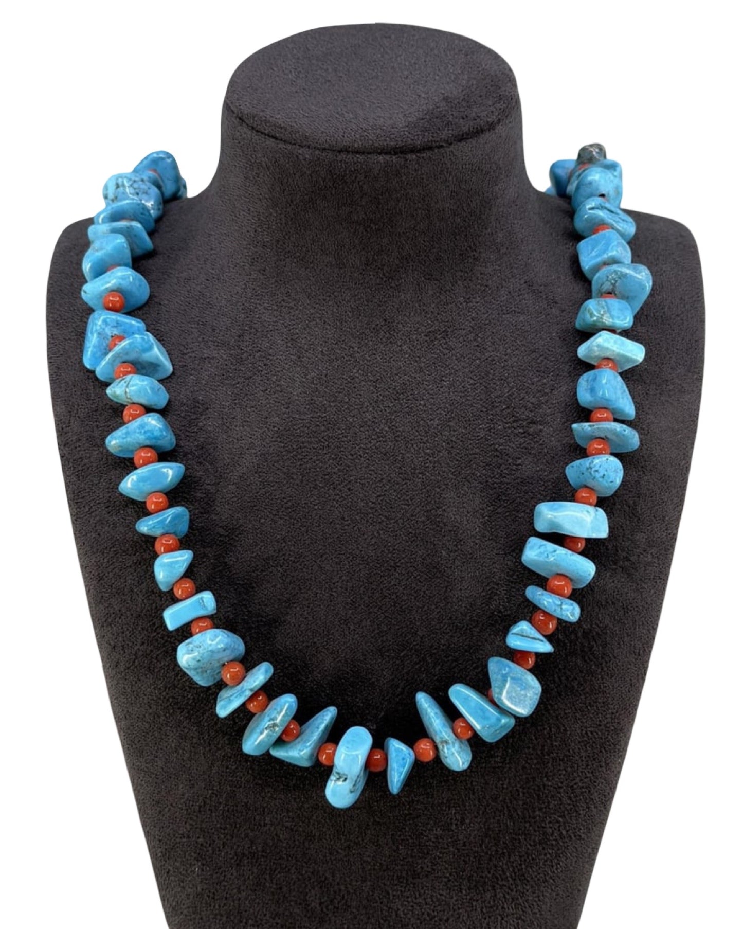 Vintage Navajo Turquoise and Coral Necklace